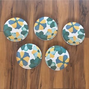 Lot  of 5 OpalHouse JUNGALOW Melamine 6" Appetizer floral teal yellow plates